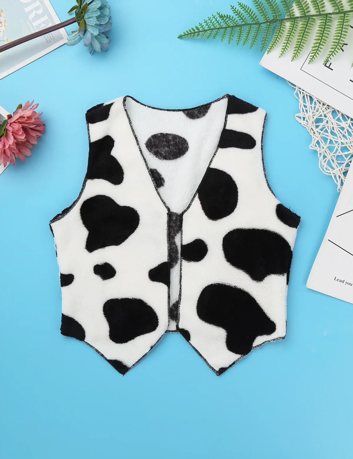 Cowboy Cowgirl Fancy Dress Up Vest Children Cow Printed Waistcoat Jacket Sleeveless Cardigan Halloween Cosplay Party Coat