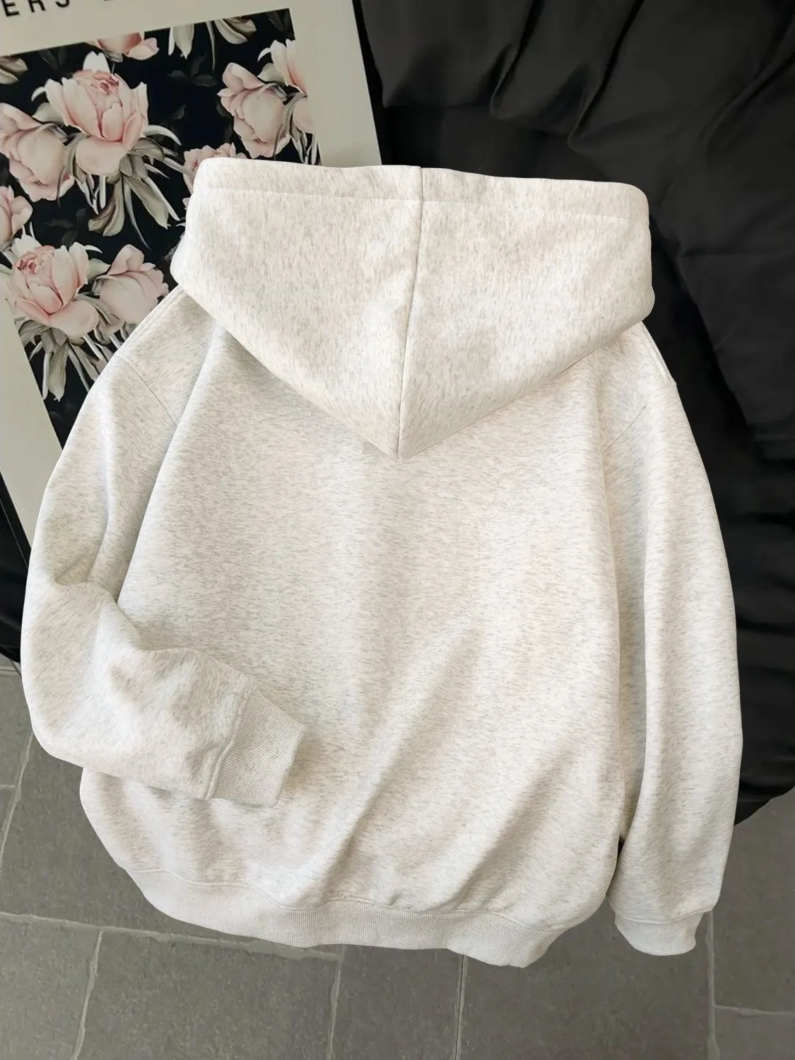 American Cartoon Dog Print Hoodie Women's Autumn Winter Fleece Zipper Open Cardigan Loose Top School Style Long Sleeve