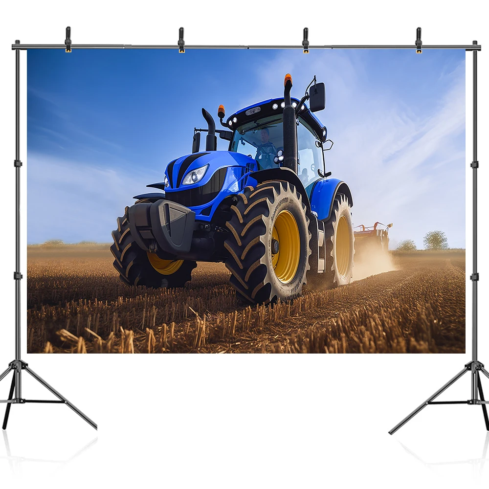 Bonvvie Farm Tractor Boy Birthday Banner Decor Portrait Photography Background Photographic Backdrop Photocall Photo Studio