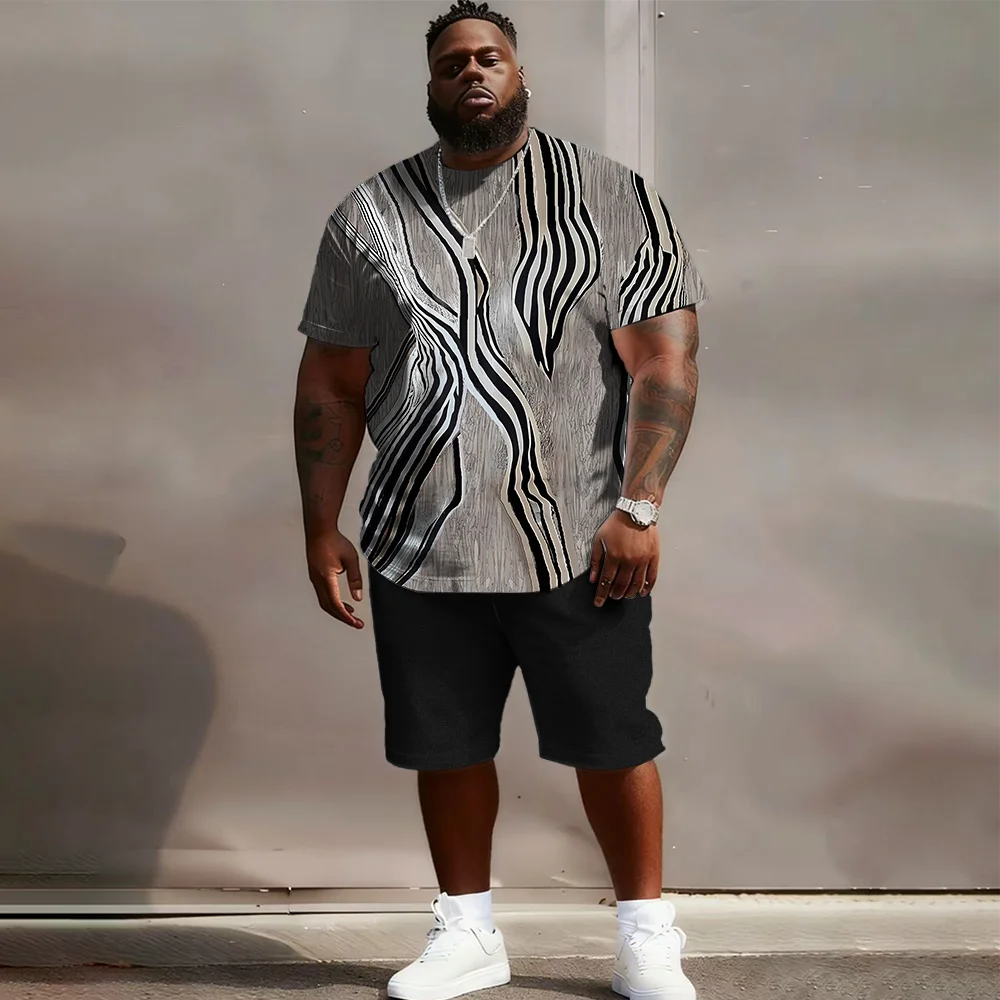 

S-9xl Большой и высокий комплект с короткими рукавами больших размеров (Клетчатая и текстура): - Прочный легкий материал, Стильный плед + тканая текстура,