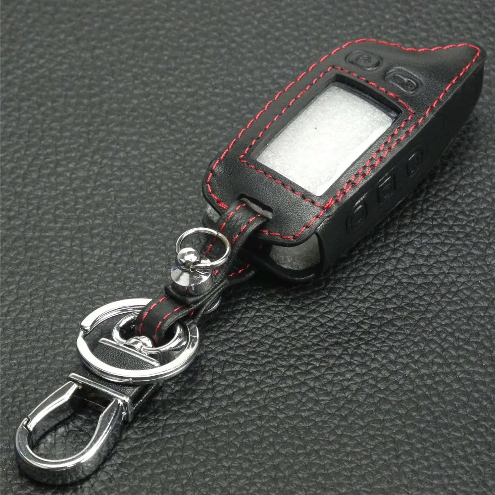 jingyuqin TW9010 LCD keychain Leather Case For Tomahawk TW9010 TW9020 TW4000 TW701 Remote Key Fob Cover Two Way Car Alarm System