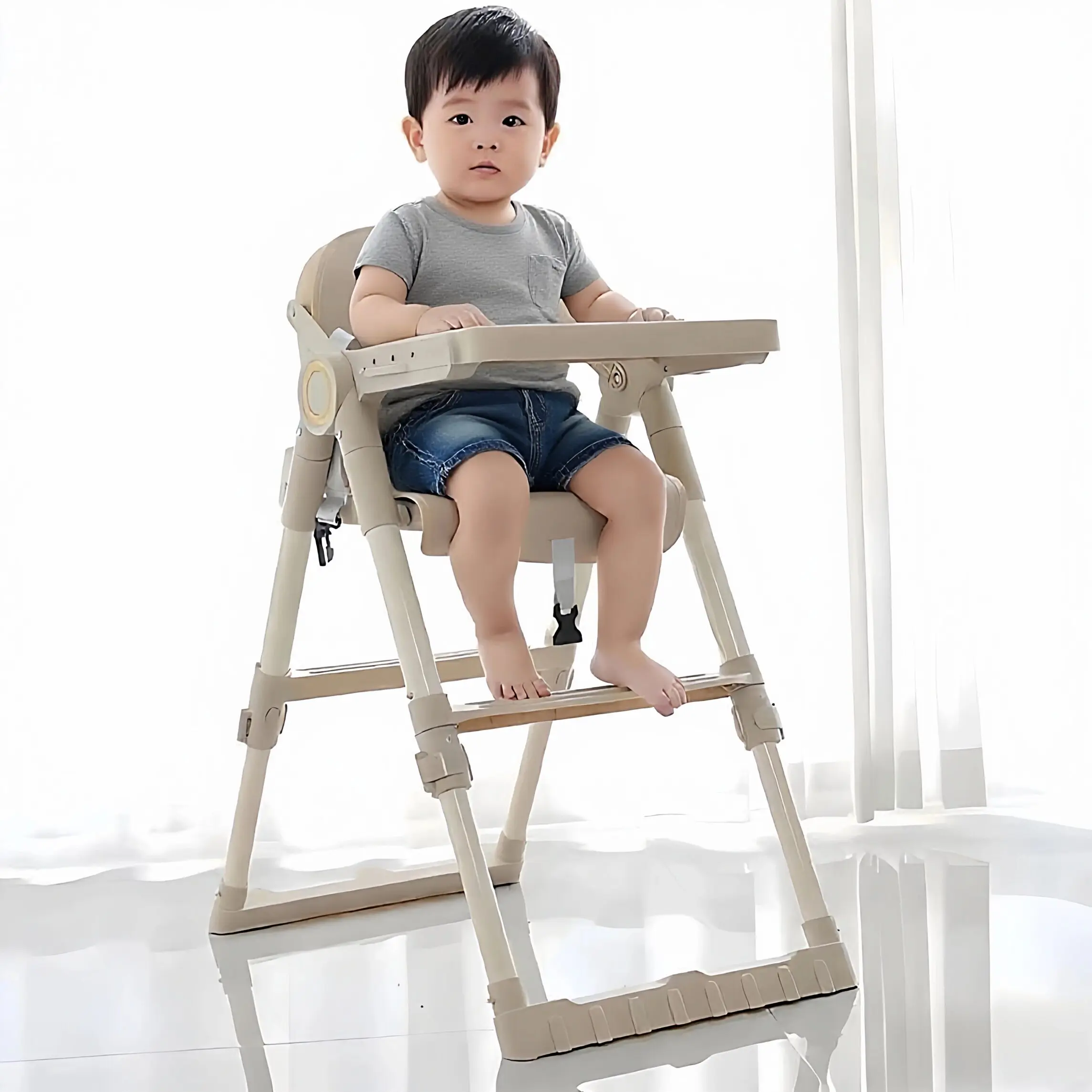 Foldable Baby High Dining Chair, Portable Infant Feeding Seat for Home Restaurant Hotel,Stable Support for Baby Kids Daily Use