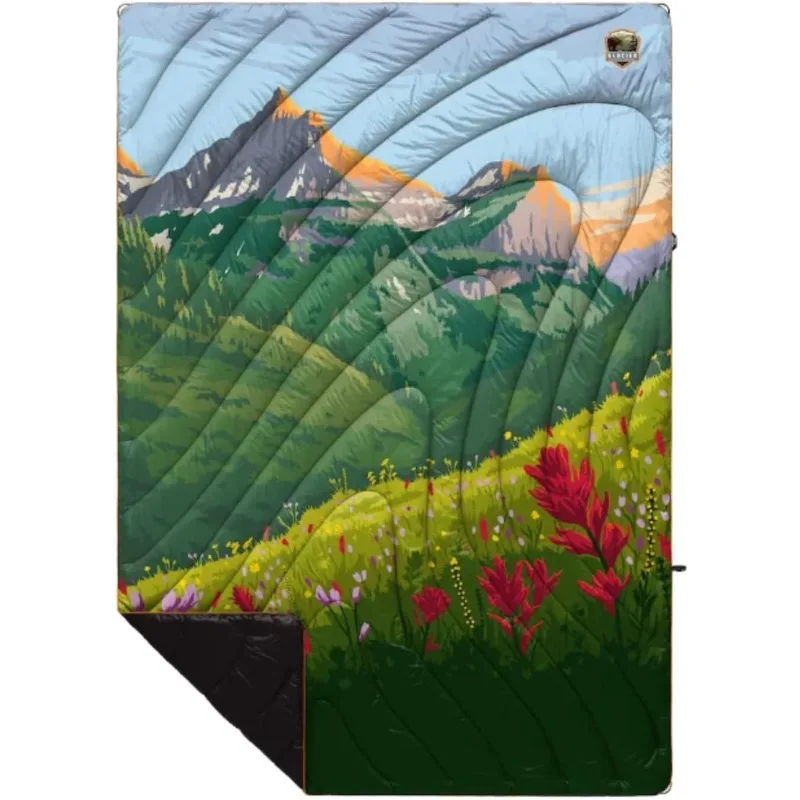 

Rumpl Original Puffy Blanket - Warm Puffy Camping Blanket, 100% Recycled Polyester Insulation, 52"x75", Glacier National Park