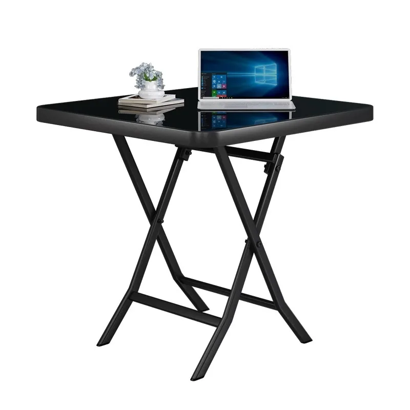

Folding Dining Table Small Apartment Dining Table Simple Round Dining Table Tempered Glass Outdoor Courtyard Balcony Internet Ce