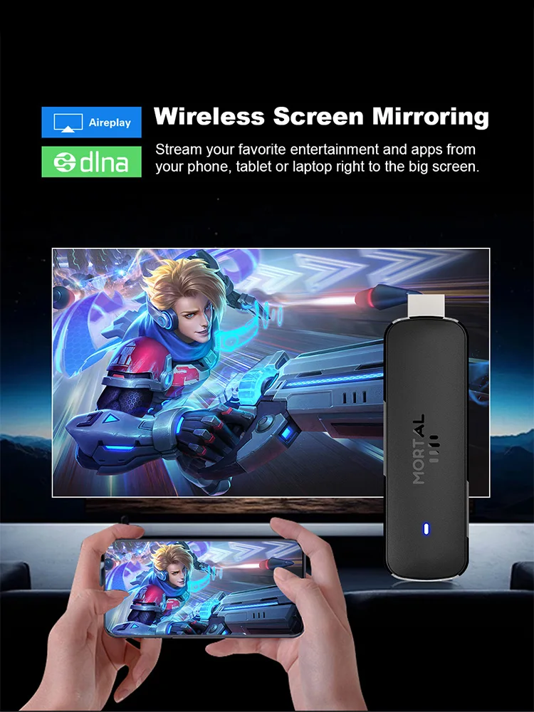 Android TV Stick Mortal Q8 Versão Global Controlo Remoto por Voz Android14 8K 4K Vídeo Wifi6 Netflix YouTube TV Stick de streaming rápido