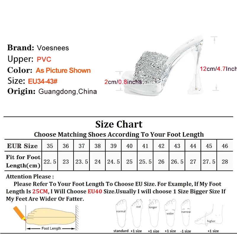 Gold Rhinestone Slippers Women Crystal Clear High Heels Slides 12CM Summer Luxury Sandals Lady Transparent Platform Party Shoes