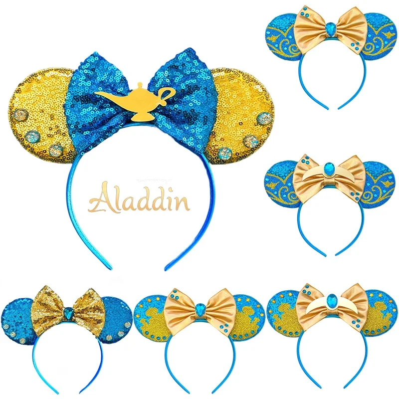 Disney Aladdin Ears Headband Women Genie of the Lamp Hairband Girl Princess Jasmine Hair Accessories For Kid Carnival Party Gift