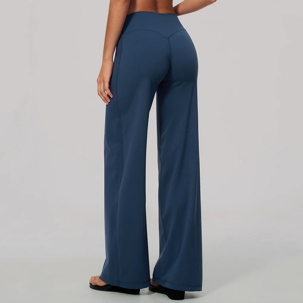 High Waist Wide Leg Pants Women's Bell Fitness Push Up Bottom Trousers Female Running Workout Gym Yoga Athletic Flared Pants