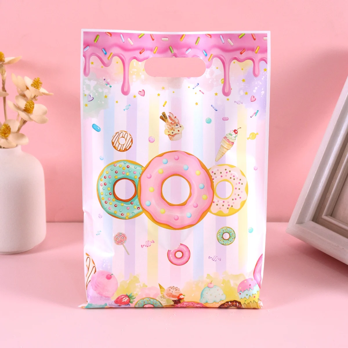 10/20/50 Stück Donut-Geschenktüten Süßigkeiten-Verpackungsbeutel Donut-Thema 1. Geburtstag Party-Deko Süßigkeiten Festliche Partyzubehör – Detail 1