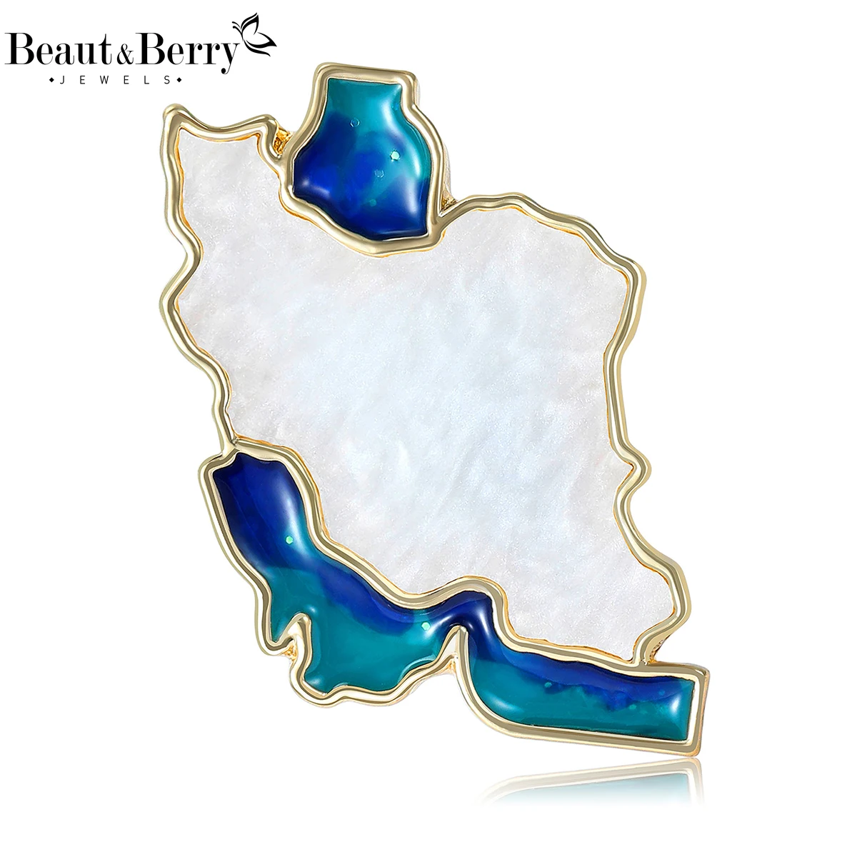 Beaut&Berry Luxury Enamel Iran Map Brooches for Women Unisex Creative Pins Casual Party Jewelry Accessories Gifts Decoration