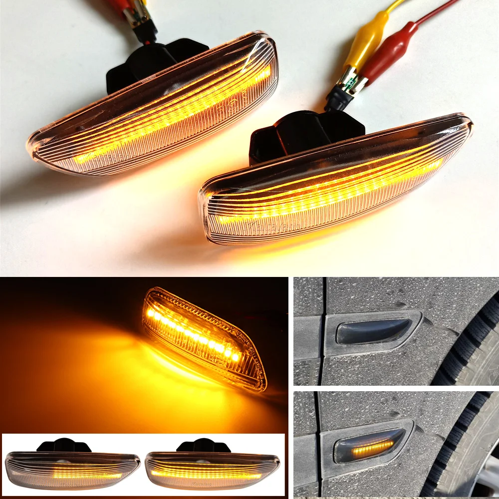 2PCS  LED Dynamic Side Marker Light For Volvo V70 S60 S80 XC70 XC90 2000 2001 2002 2003-2009 Turn Signal Indicator Lamp