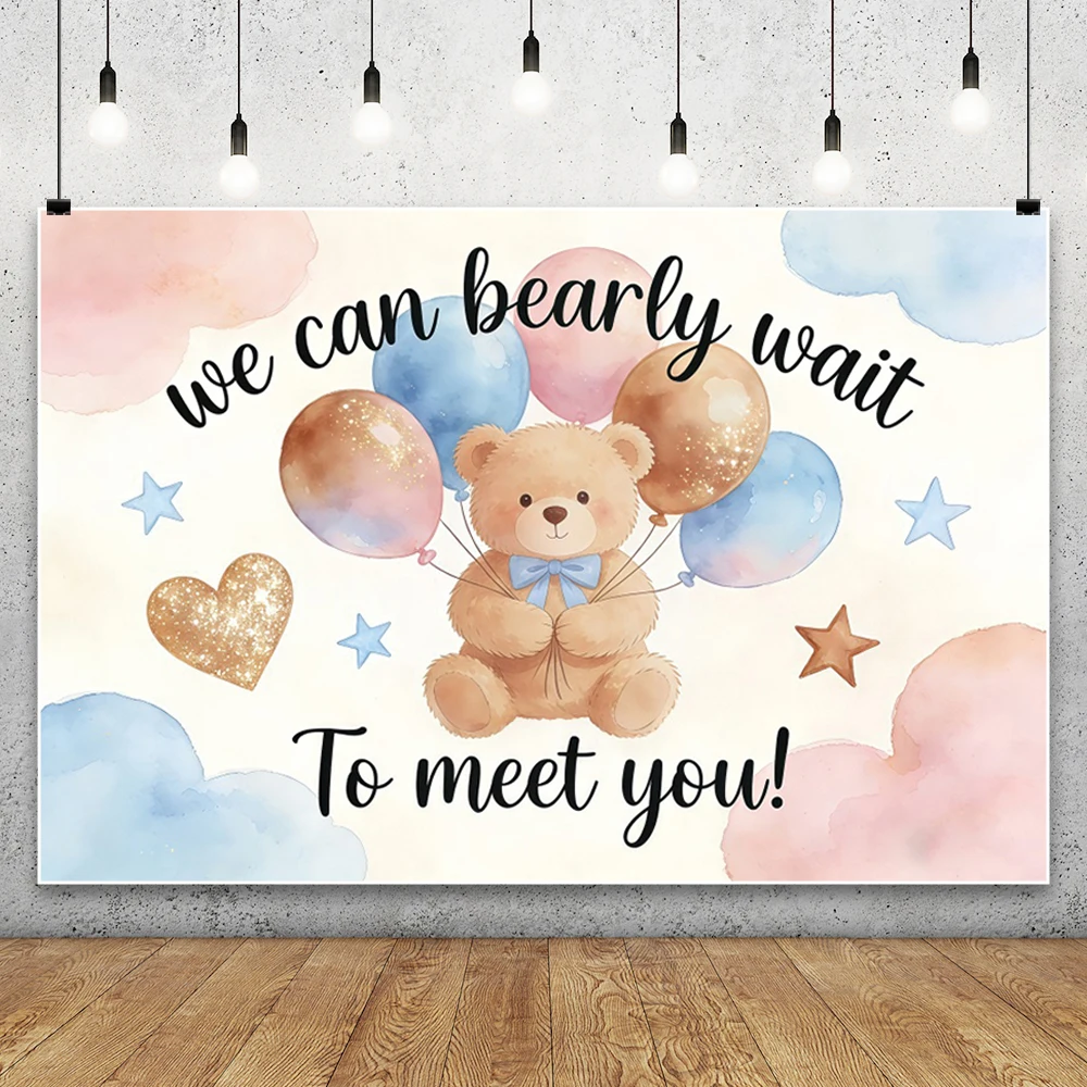 Gender Reveal Photography Background Ballons Bear Elephant What Will Baby Be Boy Or Girl Newborn Birthday Party Photo Backdrop