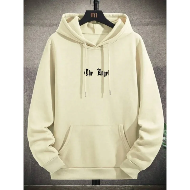 Oversize Street Style Korean Hip-hop Unisex Pullover Hooded Sweatshirt 2024 Autumn New Item Back Wing Print Pure Cotton Tops