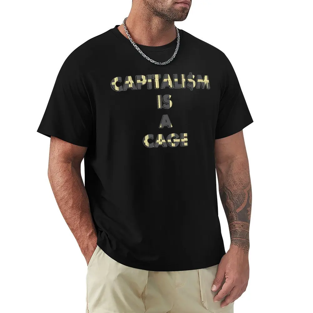 Capitalism Is A Cage for Sale T-shirt Crewneck Motion Tshirt Funny Aactivity Competition Funny Novelty USA Size