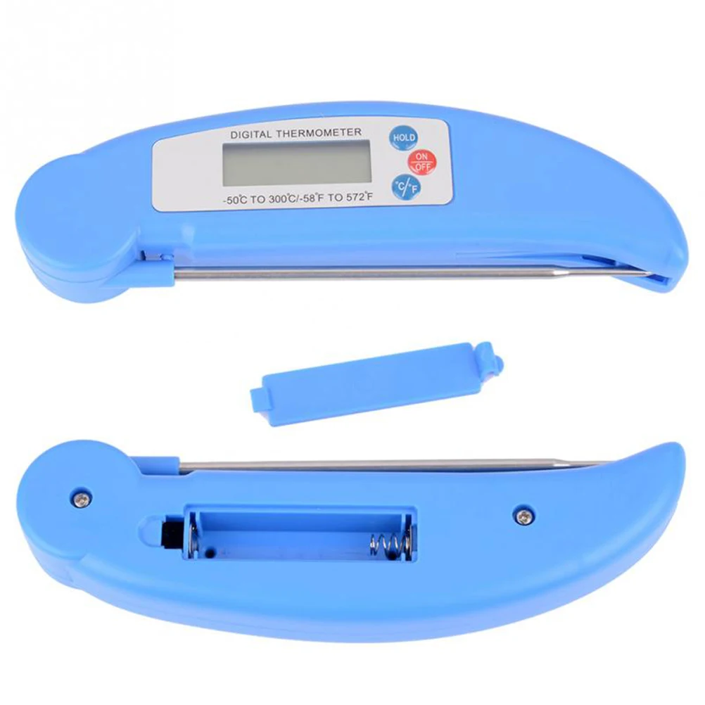 

Foldable Digital Kitchen Food Thermometer High Precision LCD Screen Bbq Probe No Included Blue Thermometer