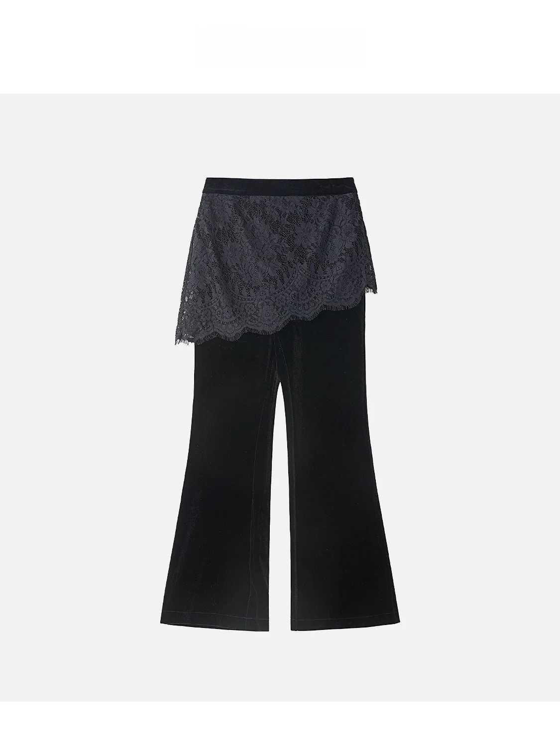 

Новые брюки JINGJING2026 из вельвета с кружевом в стиле ретро, расклешенные, с высокой талией, с дизайном «шторы» на рукавах, с кружевными вставками