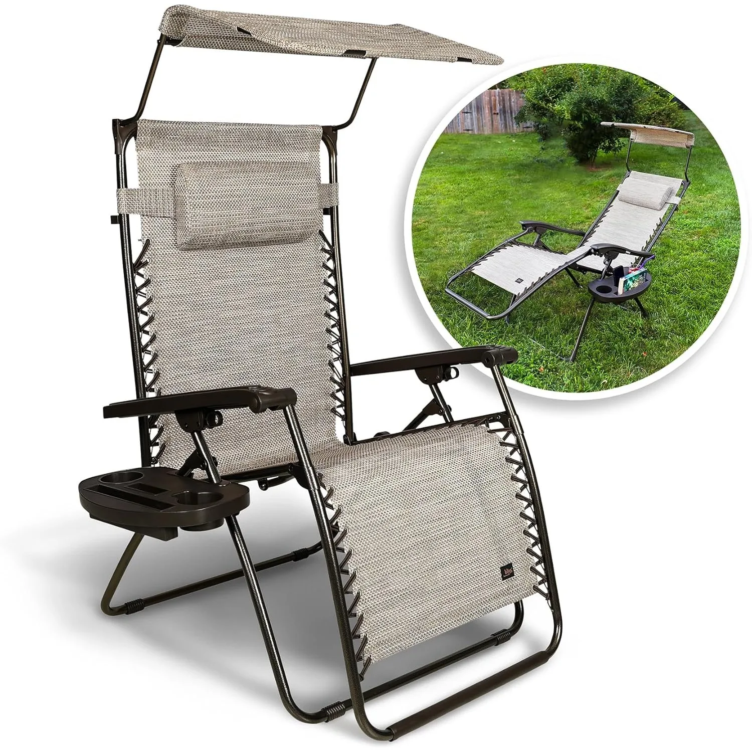 

GFC-452WSR Wide XL Zero Gravity w/Canopy, Pillow, & Drink Tray Folding Outdoor Lawn, Deck, Patio Adjustable Loung，Customized