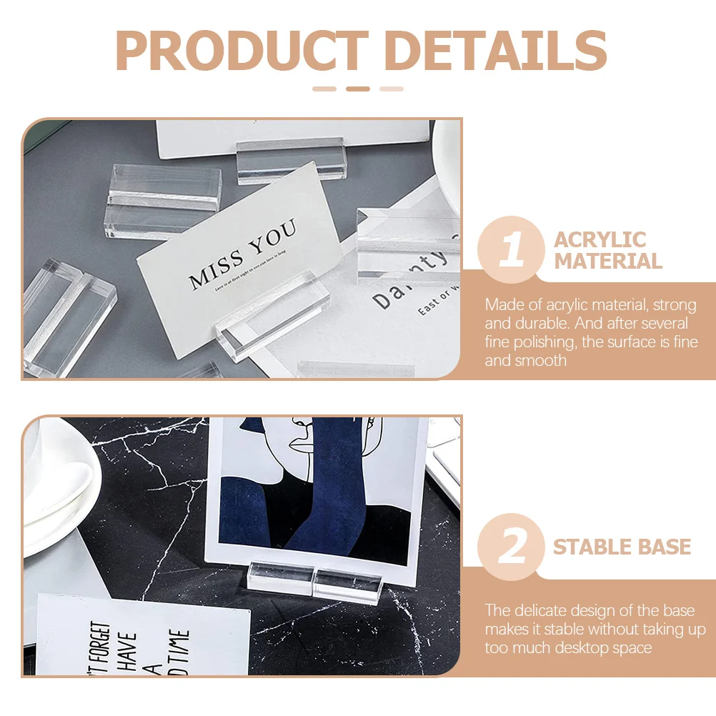 4pcs Transparent Acrylic Place Card Holders For Wedding Table Decorations Memo Picture Stand Base Table Number Holder Card