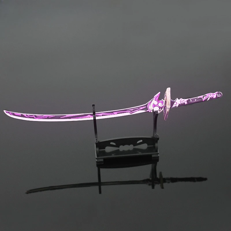 22cm/8.66in Genshin Impact Game Peripherals Thor Thoughtless Slash Keychain Samurai Sword Metal Weapon Model Toy Craft Ornaments