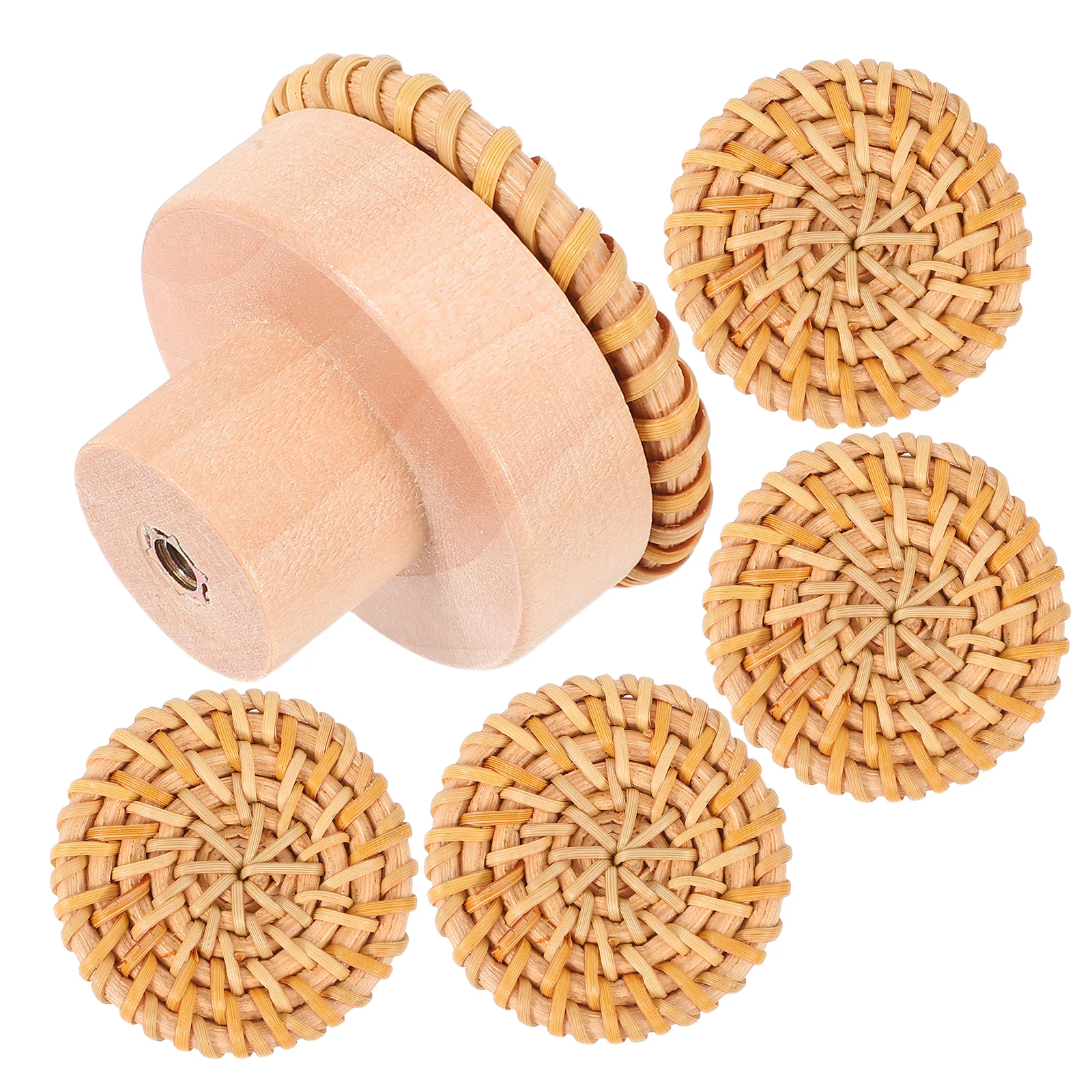 

5pcs Rattan Woven Hooks Natural Material Wall Decor Bathroom Towel Hook Rustic Mounting Hangers