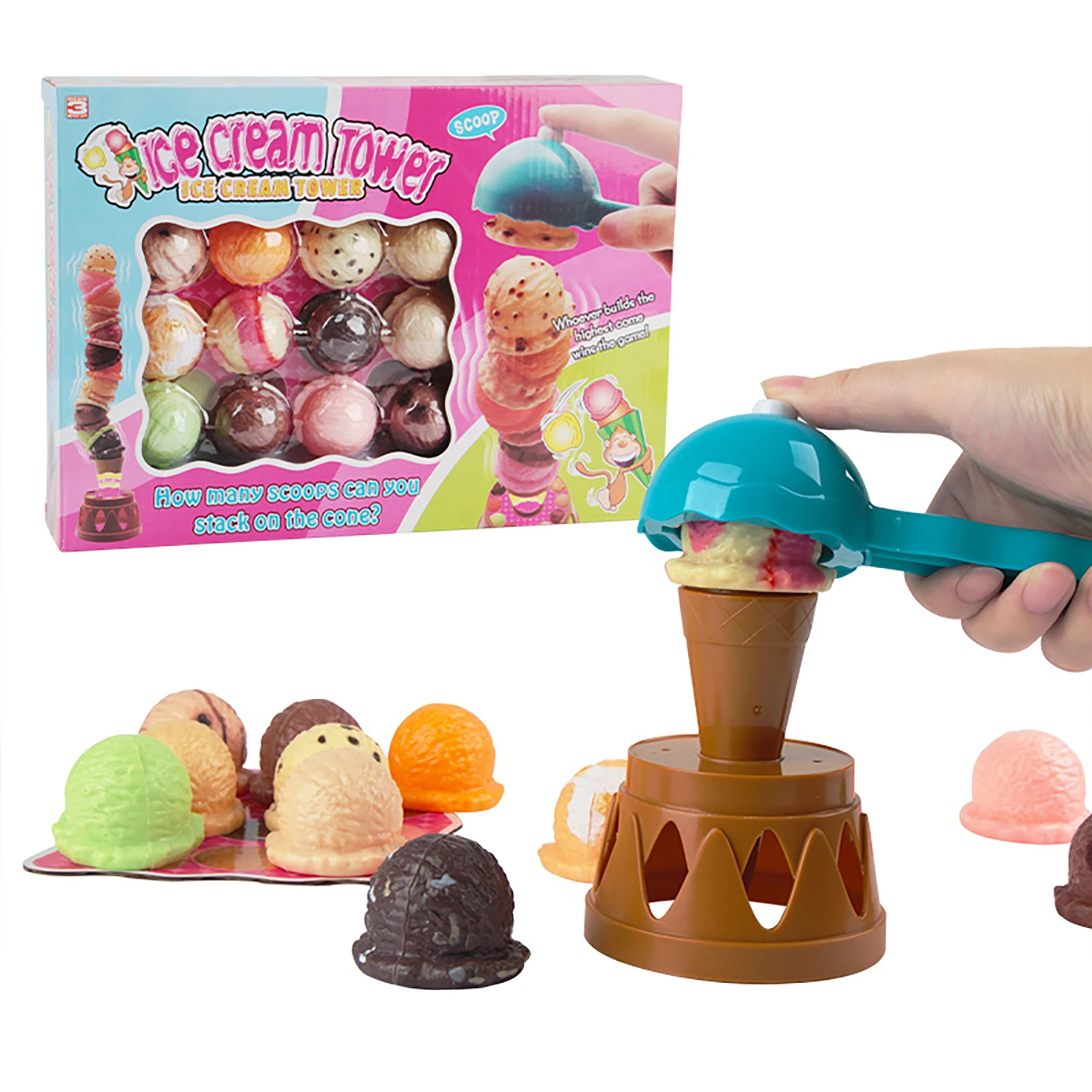 Casa impilabile per gelato per bambini, gioco da tavolo interattivo per la coordinazione occhio-mano, giocattolo puzzle per l'educazione precoce