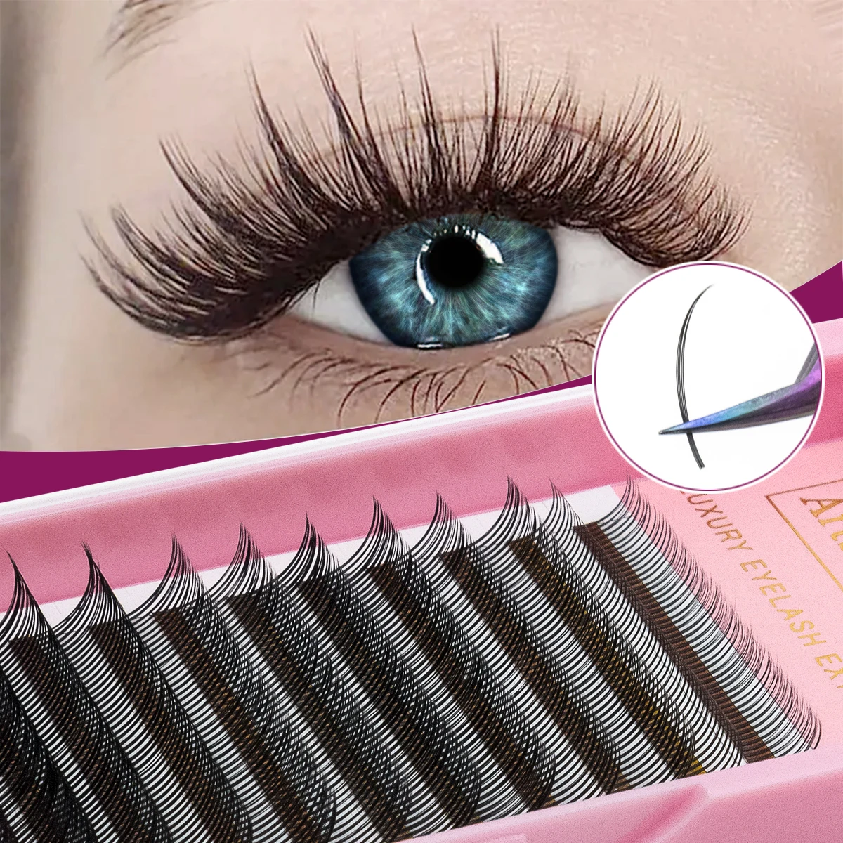 ARTSTAR 5D زهرة جلدة ث نمط المسامير رمش ملحقات J B C D حليقة 8-15 مللي متر الأسود الطبيعي سهلة المشجعين رموش تكثيف مسبقة الصنع