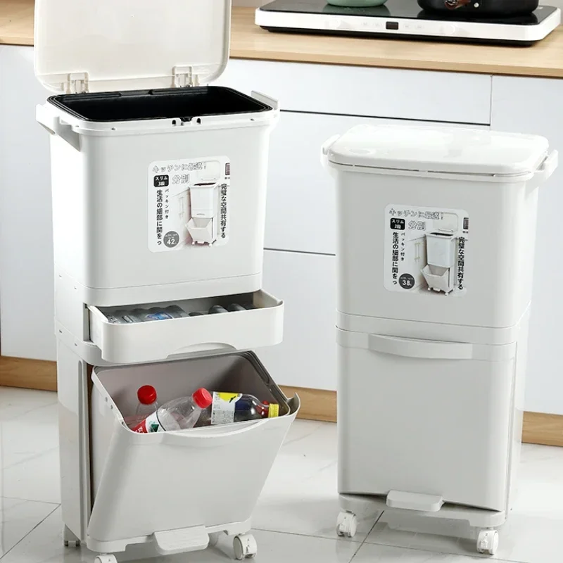 

Dry and Wet Separation Trash Bin, Large Capacity Household Garbage Can, High-value Trash with Lid, Kitchen Separation Bins.