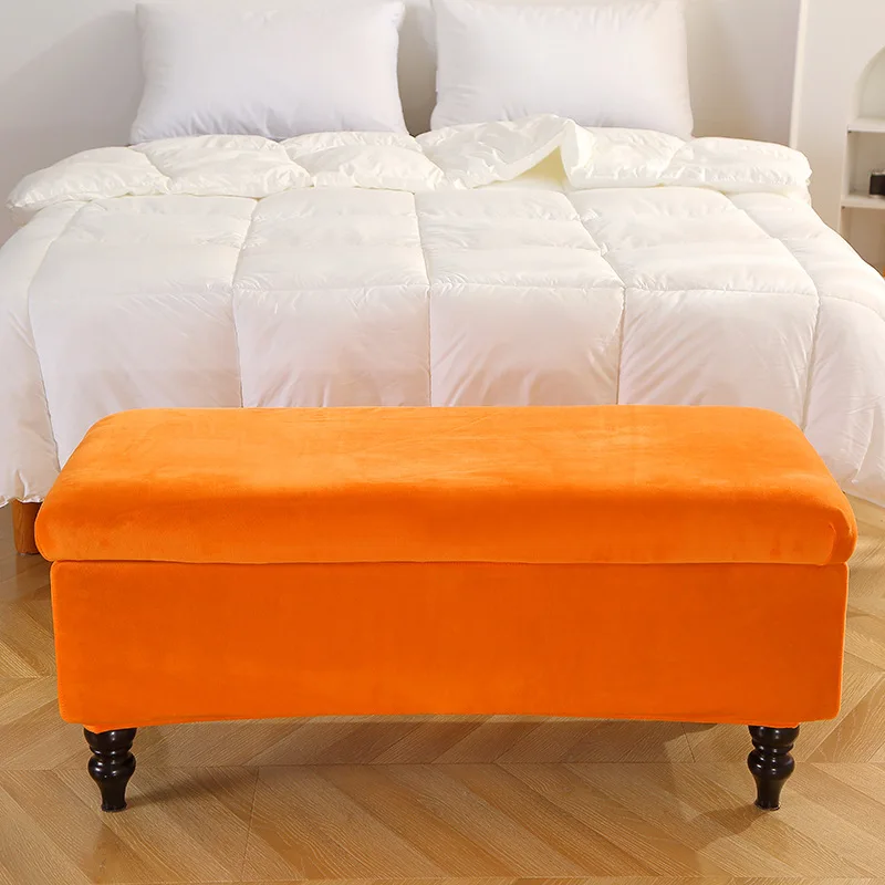 New solid color silver fox fur flip cover foot dust cover storage stool cover