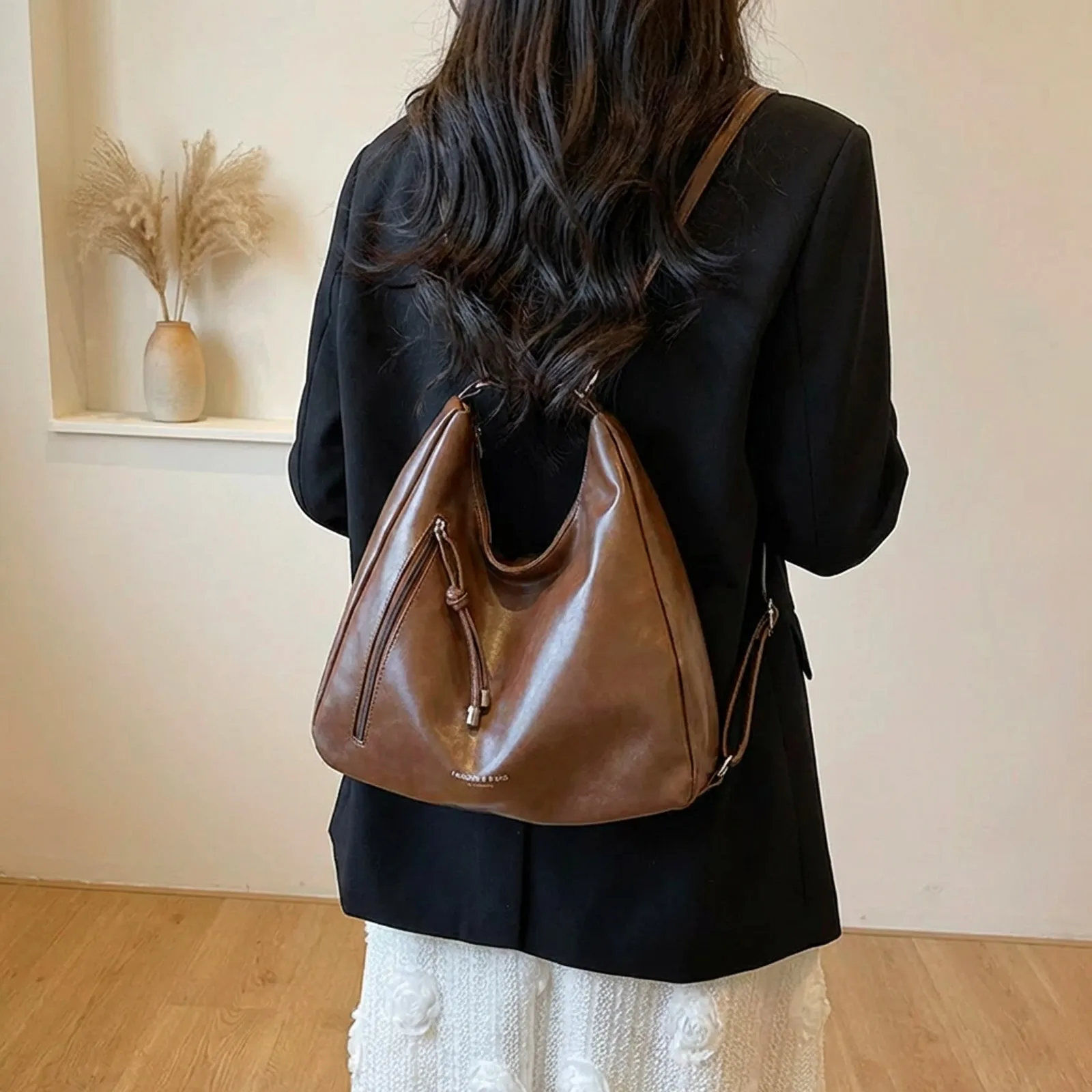 Tragetasche mit großer Kapazität für Damen – neuer koreanischer Stil, Vintage-Stil, lässige Umhängetasche, minimalistischer Mode-Rucksack – Detail 5
