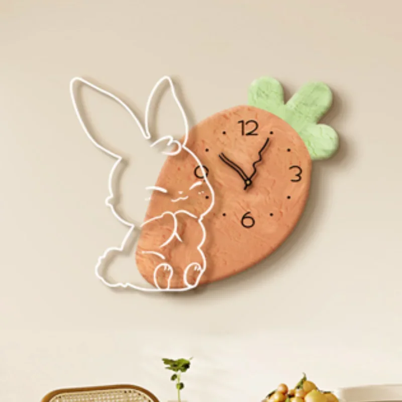 Creative Cartoon Bunny Wall Clock Living Room Wall Clock Restaurant Children's Room Quiet Decorative Pendant