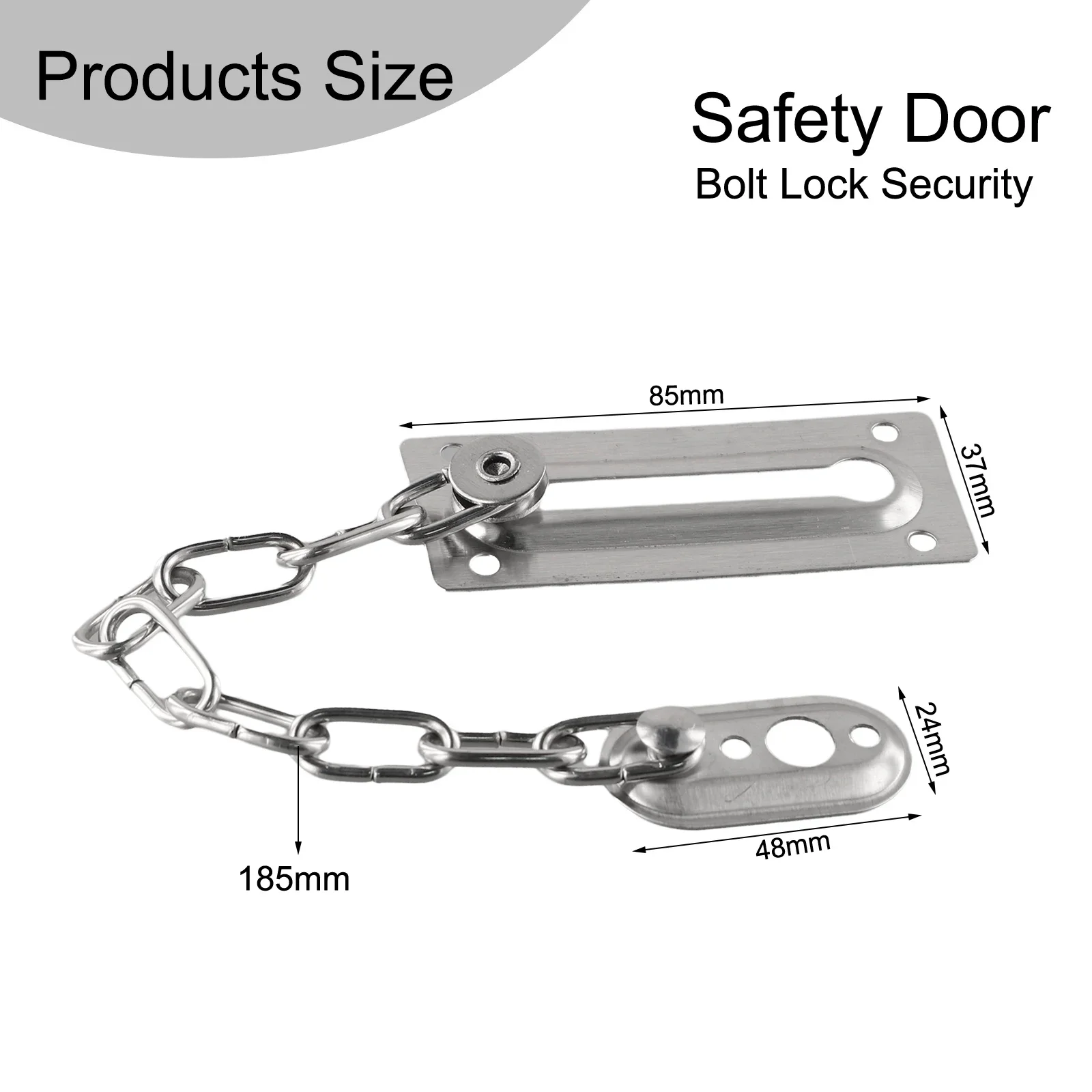 Stainless Steel Security Door Chain Lock Guard Latch Guard Home Hardware Accessories Guard Latch Security Sliding Fastener