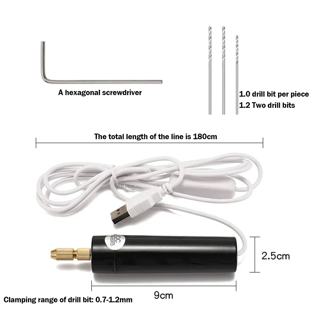 Imagem -06 - Mini Ferramenta de Perfuração Elétrica Broca Portátil para Fazer Jóias de Resina Caneta de Gravura Artesanal Ferramenta de Chave de Fenda Usb Diy