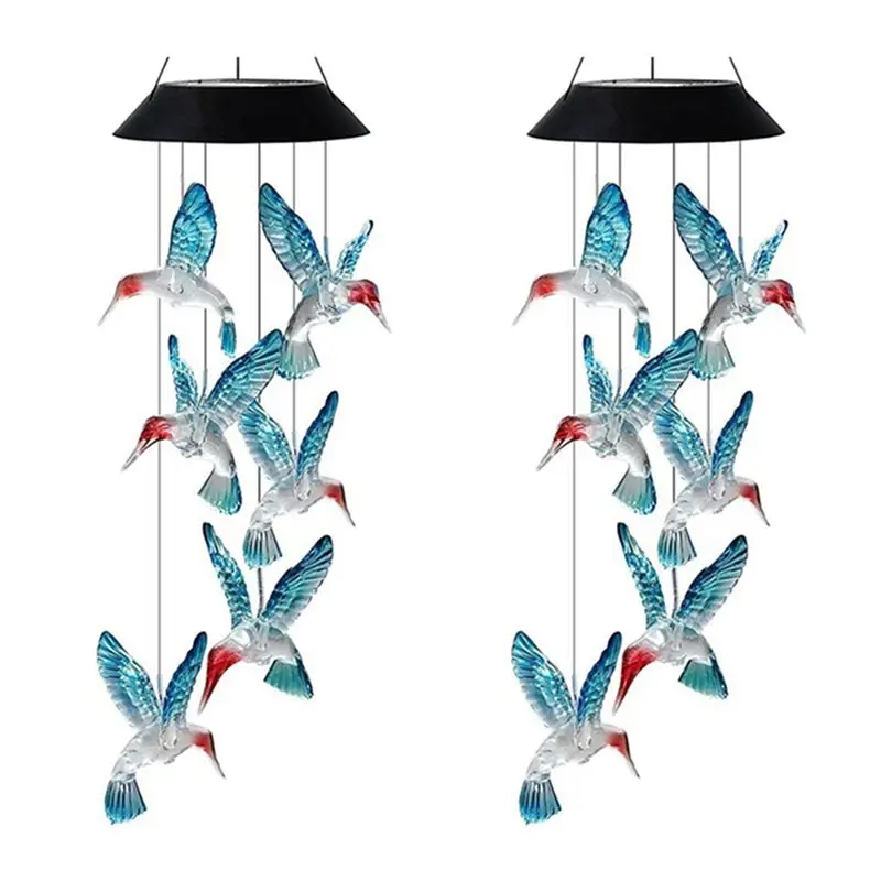 

Солнечная лампа-колибри ABMH-2X с изменением цвета – Декор для сада, синий колибри