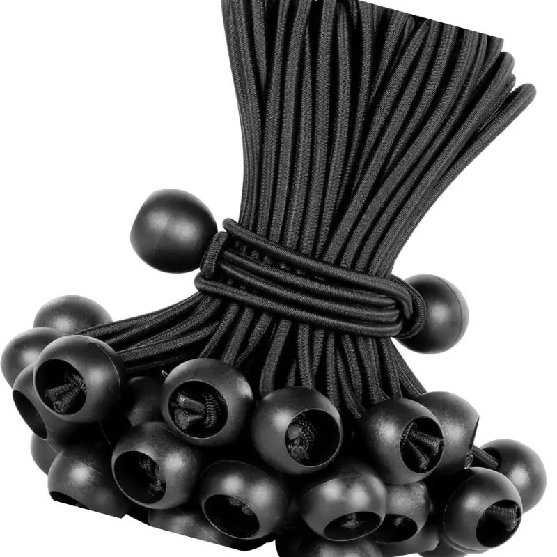 31BC Cargo Hold Ball Tie Cords, 30 Pack 3mm Elastic Cord with Ball End for Tent Gear, Tarp Edges, Camp Storage and Daily Use