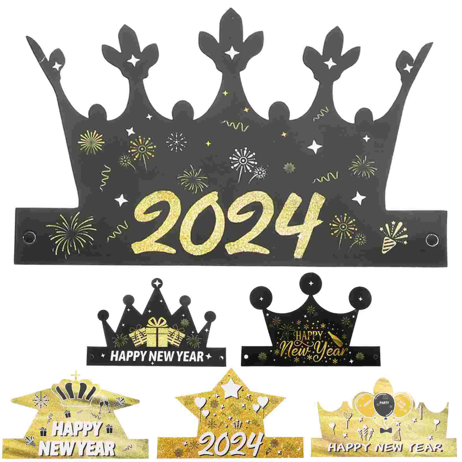 6 Pcs New Year Paper Hat Themed Christmas Gifts Happy 2024hats Eve Party Year's for Adults Costume Crown