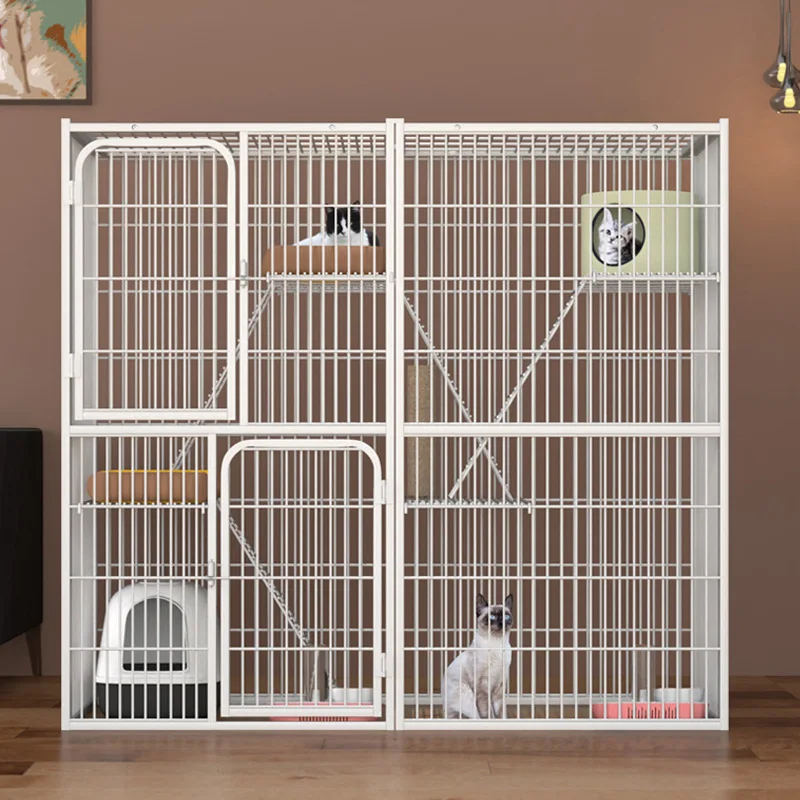 

Cat Cage Three-story Villa Super Space Double-storey Cat House Pet Cages Houses Plaid For Cats Replacement Support CLASSICS