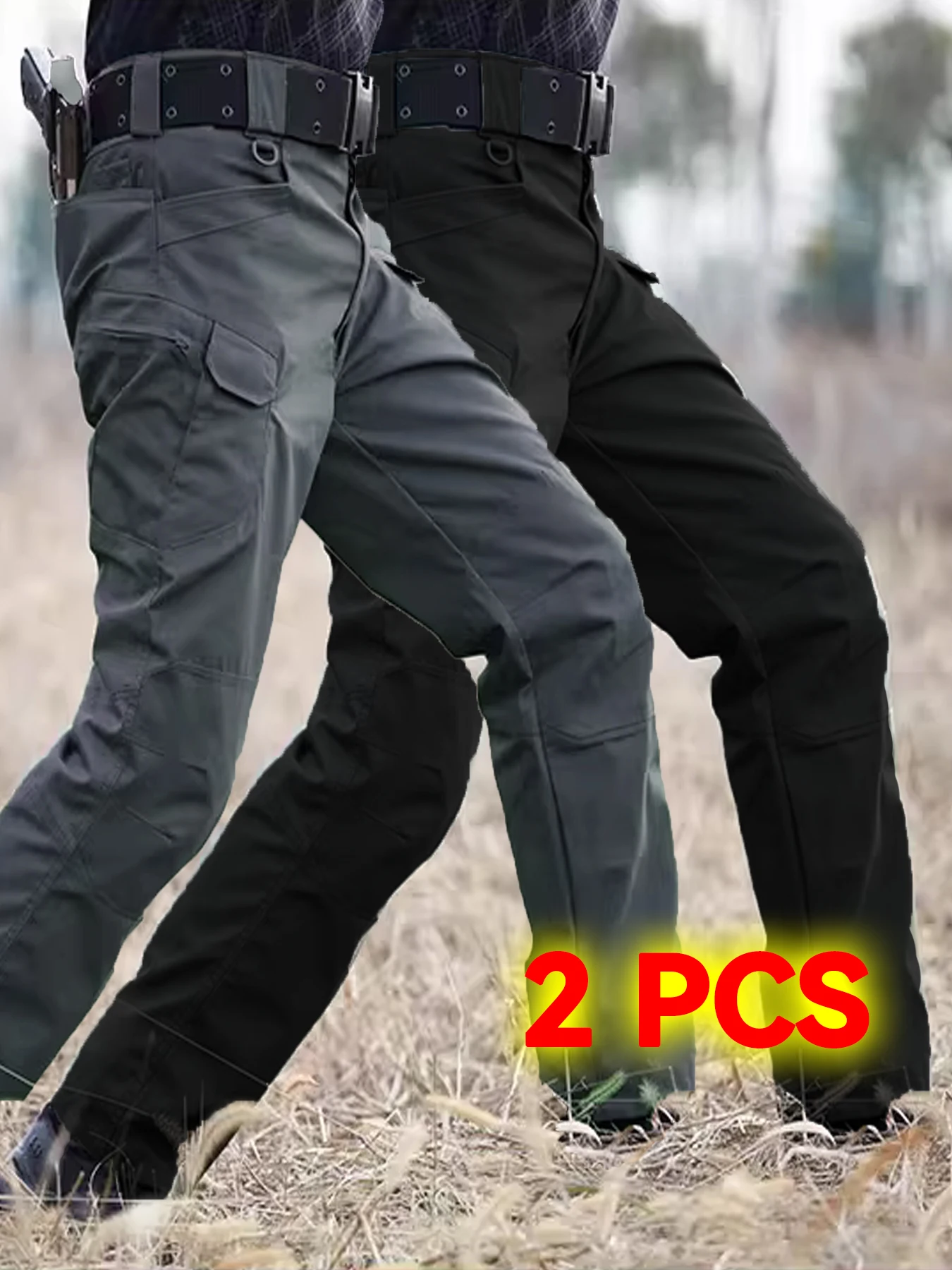 

2Pcs Men Tactical Pants Multiple Pockets Training Pants Camo Work Pants Outdoor Sports Trousers Pants