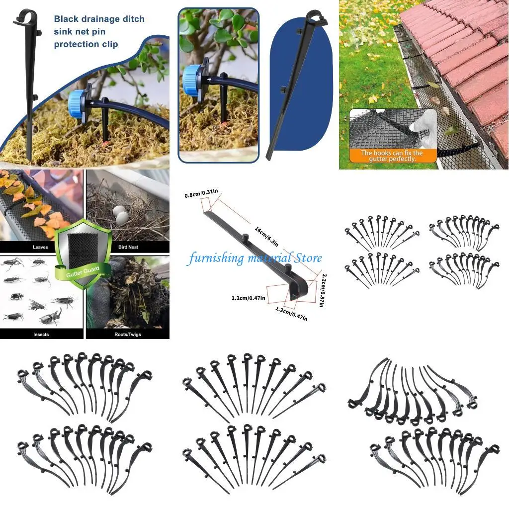 

Y5GD 20Pcs Gutter Brush Clamps Gutter Mesh Clips Anchors Plastic Outdoor Gutter Filter Clips for Yard Garden Garden