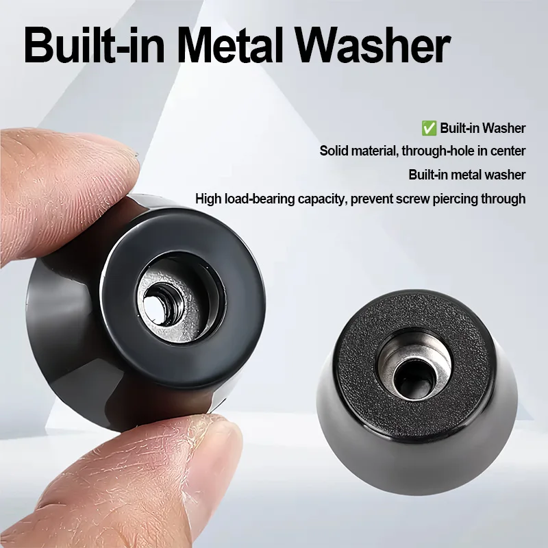 Round Thick Rubber Feet Pads with Built‑in Metal Washer, Silent Wear‑Resistant Floor Protector for Table Chair Machine Legs