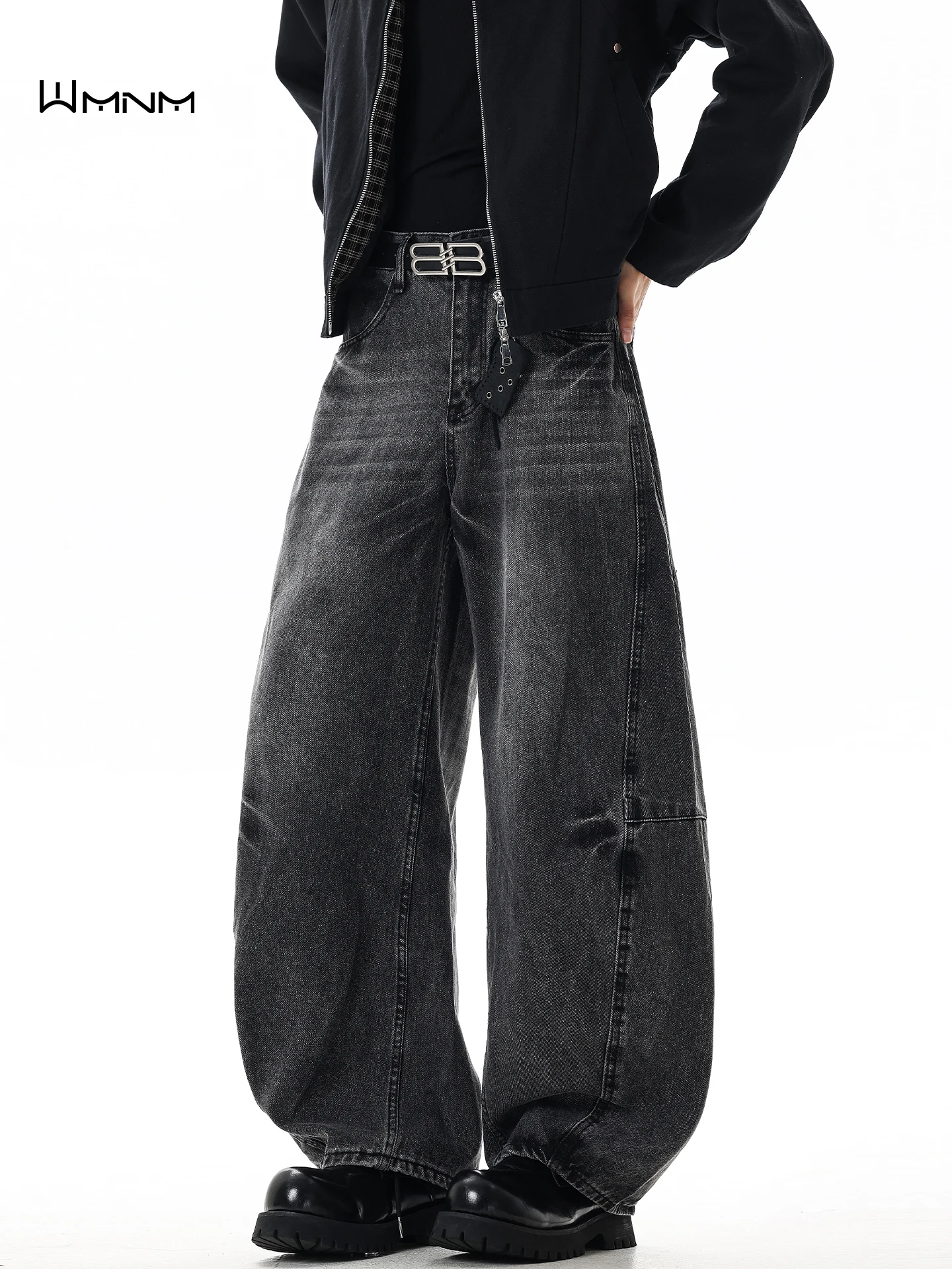 

Retro Deconstructed Wide Leg Men's Jeans Loose Straight Tube Long Pants Thickened Oversize Washed out Casual Straight Leg Jeans