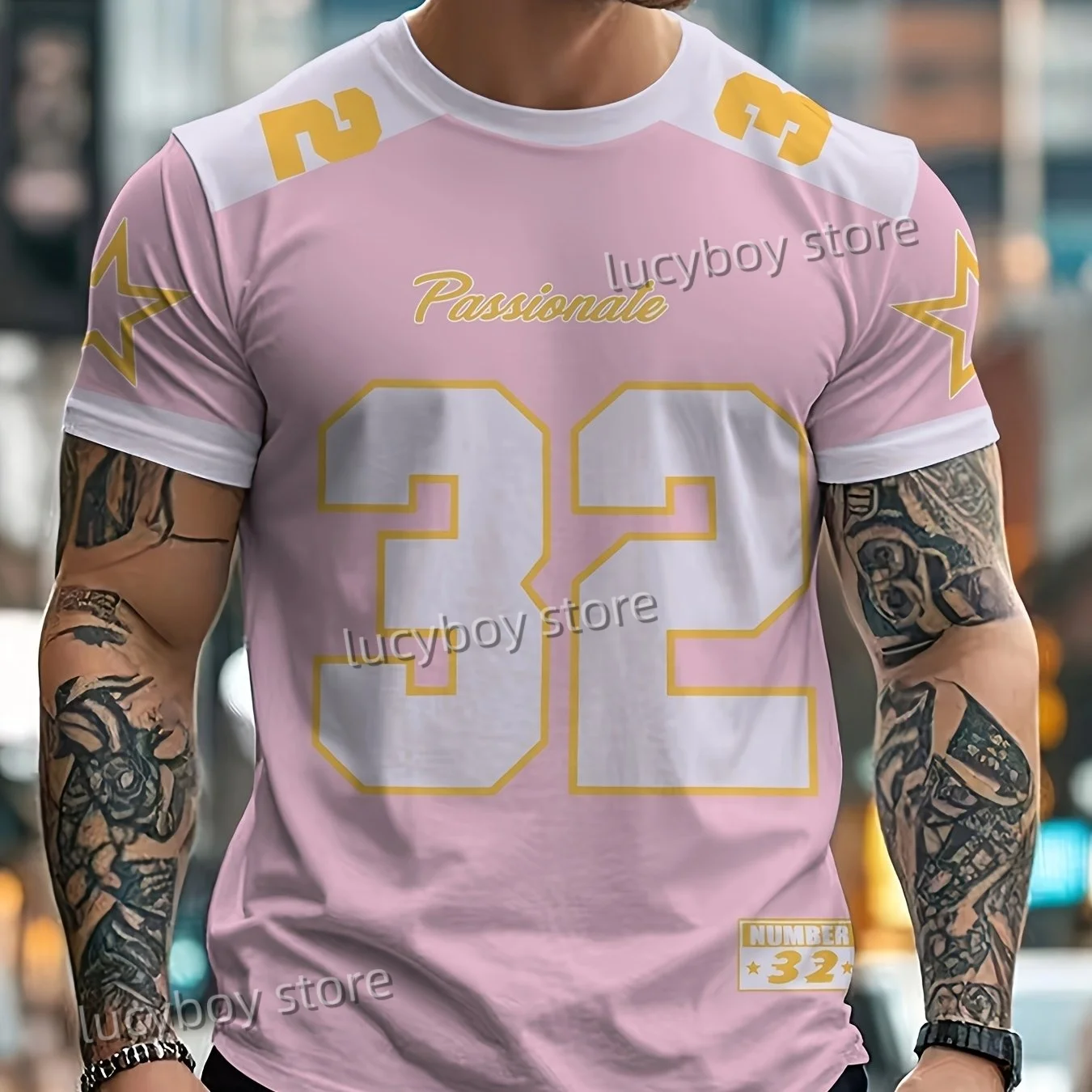 Mens passionate Number 32 Print T-Shirt Man Short Sleeve Sportwear Football T-Shirt Vintage Oversize 3 colors Tees Men Clothing