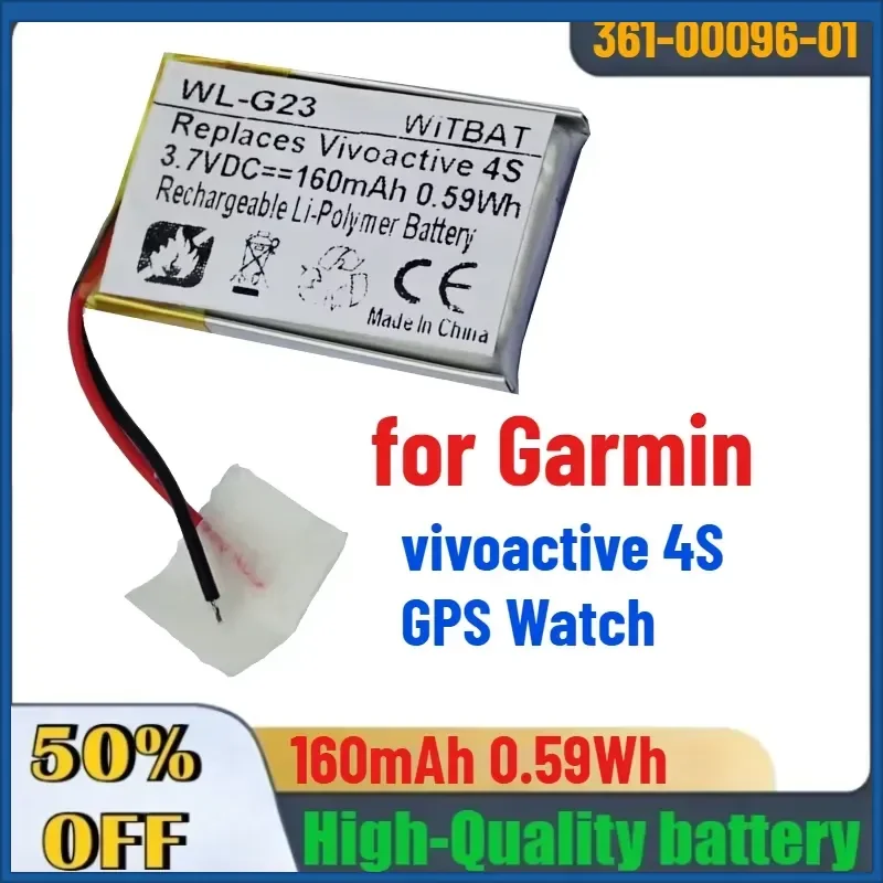 High-Quality 3.7V 160mAh 361-00096-01 Li-Polymer Battery for Garmin vivoactive 4S GPS Watch Accessories & Parts In Stock