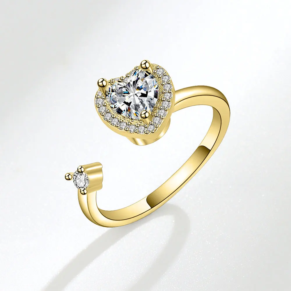Women's Adjustable Crystal Flower Fidget Ring