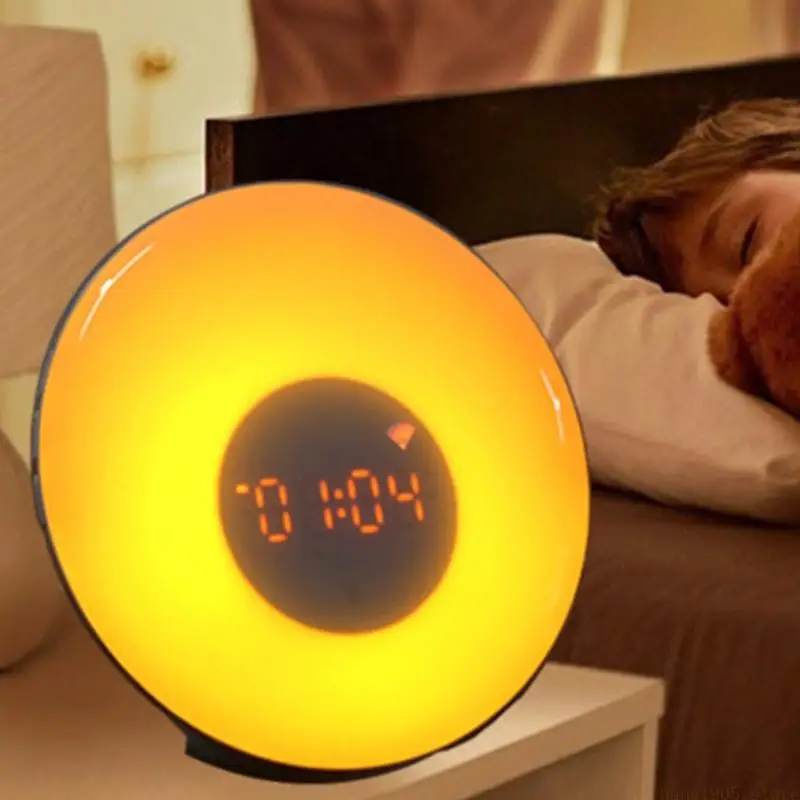 QX2E WiFi Intelligent Wake Up Light Alarm Clock Sunrises Simulation Color Mood Lamp view 3