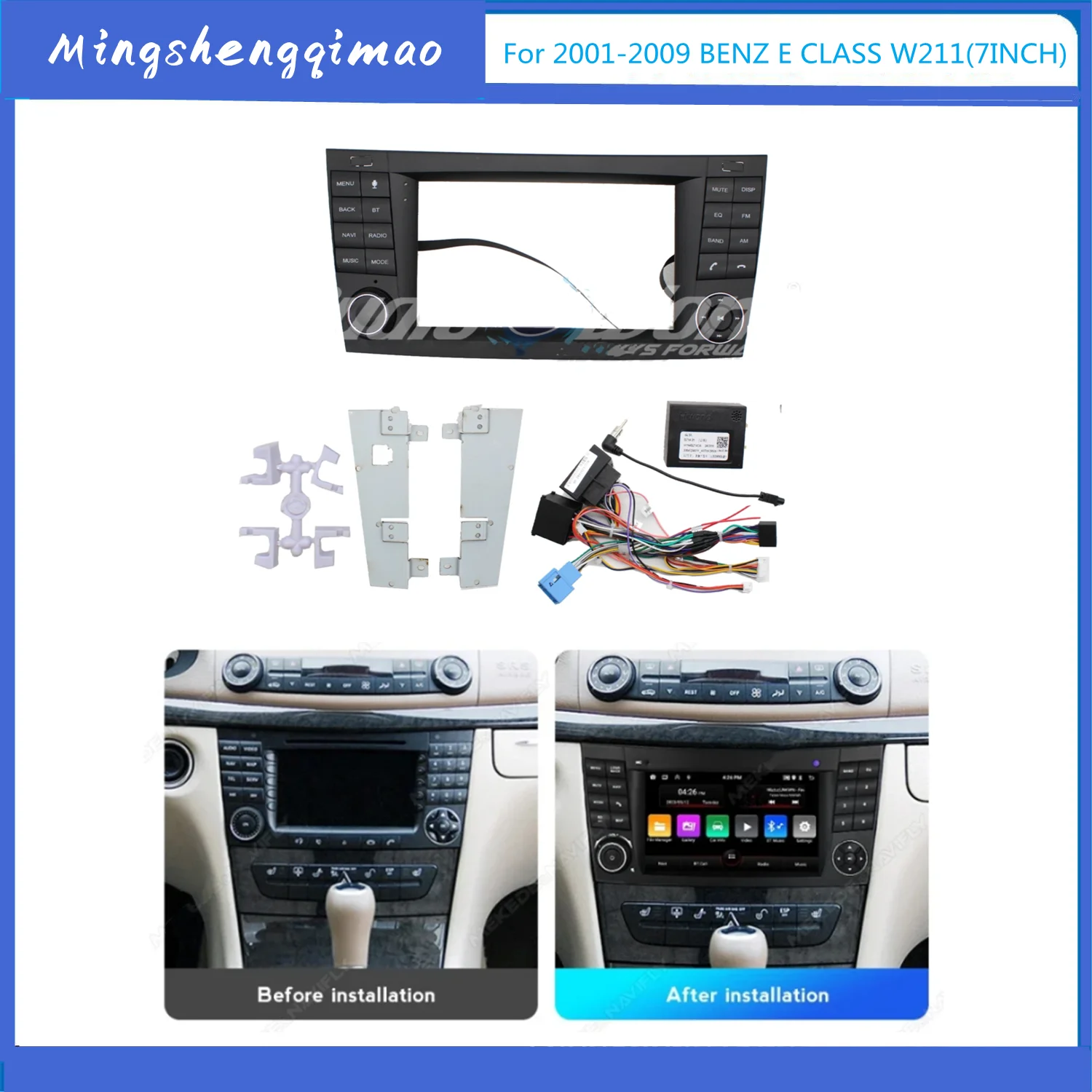 

7 Inch For 2001-2009 BENZ E CLASS W211 FRAME Car Radio Stereo GPS MP5 Android Player 2 Din Fascias Panel DashBoard Frame Cover