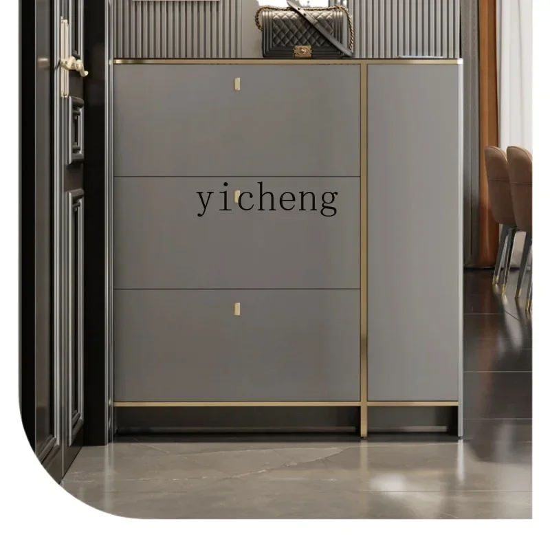 XL ultra-thin shoe cabinet household door 12cm extremely narrow modern simple rock slab solid wood