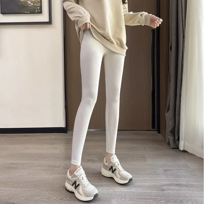 Skin Leggings Women Gym High-Stretch Mid-Length Drape Smooth Steampunk Tied Plus-Size Stretchability Buttock Thickening Wine Red