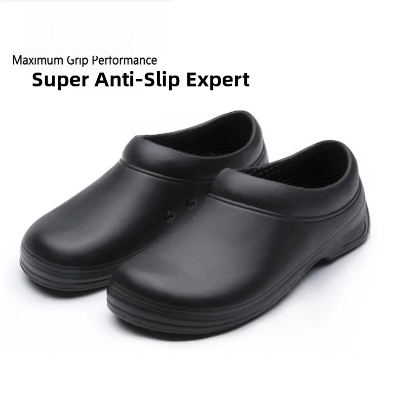 

Men's Kitchen Work Shoes Waterproof Non-Slip One-Piece Mold Rain Boots Black Full-Time Street Food Stall Work Shoes