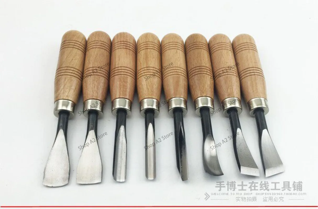 308A carving knife, wood   large carving knife, wooden handle carving knife, angle , flat mouth, arc oblique