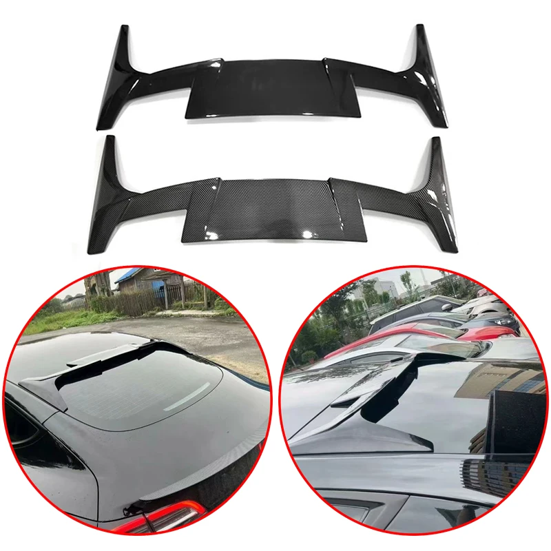 

For Tesla Model 3 / Model Y 2016-2024 High Quality ABS Car Spoiler Wing Roof Spoilers Glossy Black Carbon Fiber Look Body Kit